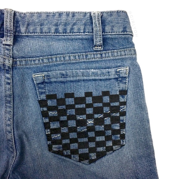 DIY Upcycle Checker Print Pocket Cutoff Jean Short - Picture 3 of 6